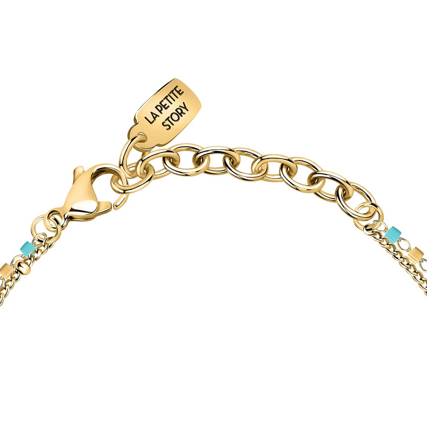Bracelet LA PETITE STORY en Acier Jaune et Email Turquoise